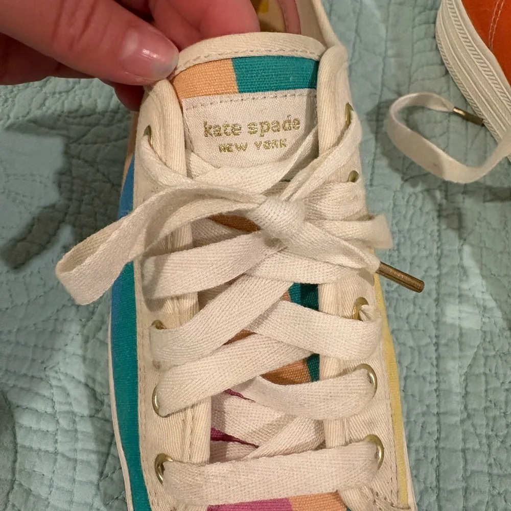 Keds X Kate Spade New York Triple Kick Multi-striped Canvas Sneakers Pre-owned 8